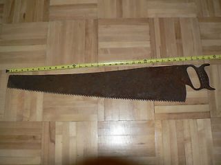 ANTIQUE 34 METAL HANDLED BLADE HAND SAW HAND TOOL WOODWORKING, ICE