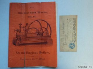 1884 Erie City Iron Works Steam Engine Saw Mill Catalog ORIGINAL