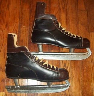Mens Vintage Official NHL Approved Canada Hockey Ice Skate Brown Boot
