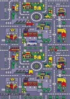 7x10 Area Rug Play Road Driving Time Street Car Kids City Map Fun