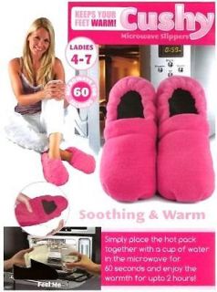 New Cushy Polar Fleece Soft Warm Microwave Slippers Pink Sz  4 to 7