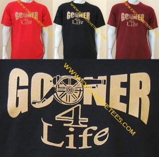 ARSENAL Gooner 4 Life Football T Shirt 3 Colours S 3XL