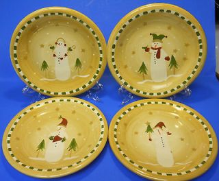 Set of 4 Sonoma Life & Style Snowman Salad Plates   Great Condition
