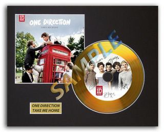 One Direction Mounted Signed Gold Disc. Take Me Home Album Cover