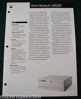 Vintage Apple Computer Power Macintosh 4400/200 Brochure c.1997, Mac