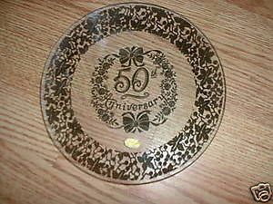 Lotus Plate 50th anniversary Art Glass 22 karat gold
