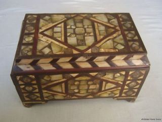 Antique Style Egyptian Mother of Pearl Wood Jewelry Box