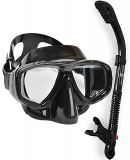 Aqualung Sport Scuba Snorkeling Purge Mask Dry Snorkel Set, All Black