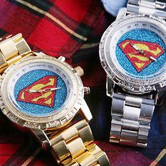 Super Man Sports fashion Quartz Wrist Watch Boy Girl lady silver color