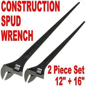 pc 12 & 16 Adjustable CONSTRUCTION SPUD WRENCH SET TAPERED HANDLE