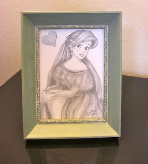 Framed Pencil Drawing of Disneys Ariel from The Little Mermaid   5 x