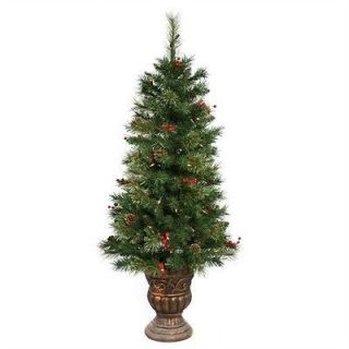 Mixed Pine 4 Pre Lit Potted Artificial Christmas Tree   Clear Lights