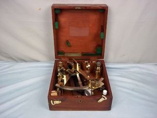 Polished 1940 WW2 Cased Royal Navy Brass Nautical Sextant By H. Hughes