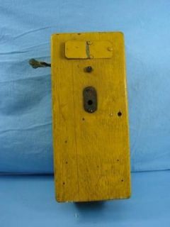 Antique Phone Box Telephone Call Old Case Wood Yellow Crank Payphone