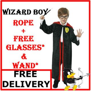 Child Wizard Boy Costume with FREE* Glasses + Wand Cloak Book Week 4