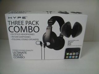 HYPE Three Pack Combo DJ Headphones,in Ear,Stereo Speakers,iPod/iPhone