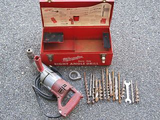 Milwaukee Right Angle Drill 14 Bits Case Low Speed 1/2 Auger Bundle