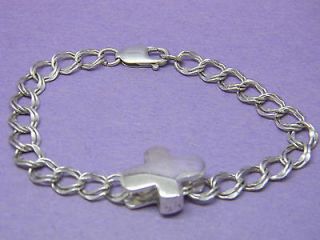 SOLID Sterling Silver 925 Linked Bracelet with Moveable X Charm By