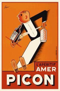 Art Deco French Poster Amer Picon Aperitif 1930s Vintage Retro
