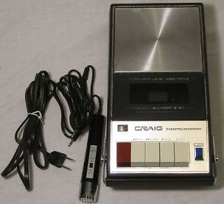 CRAIG Cassette Recorder Model 2621 with Microphone & AC Power NICE