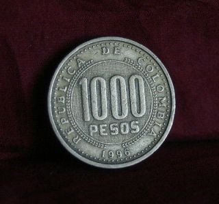 1996 Colombia 1000 Pesos World Coin Cultura Sina Mil Filagreed South
