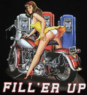 Classic Harley Motorcycle Garage Pin Up Biker Design T shirt Med 3XL