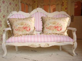 PAIR Rose Chic Aubusson Pillow FADED SUBTLE PINK French Chair Bed