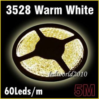 LED Strip 5M 3528 SMD 300led 12V Warm White None Waterproof Light Xmas