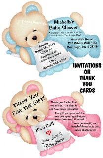 PARTY FAVOR BABY SHOWER BEAR INVITATIONS OR THANK YOU CARDS