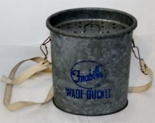 Vintage Frabill Wade Bucket Fishing Bait Minnows Galvanized Metal Web