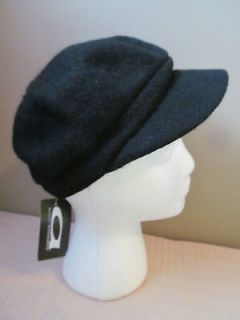 AUGUST ACCESSORIES WOMENS HAT BLACK WOOL CAP CONDUCTOR NEWSBOY ONE