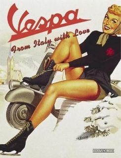 Vintage Italian Vespa Scooter Ad 5x7 Print Pin up Girl Man Cave