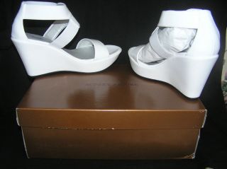 Audrey Brooke Eustis White Wedge Sandal Size 6.5 NEW IN BOX