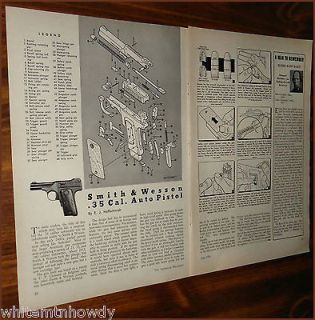 1956 SMITH & WESSON .35 Auto PISTOL Parts List~Assembly Article w