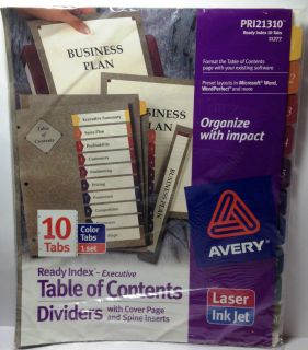Avery Ready Index Executive Table of Contents Binder Dividers Kit 10