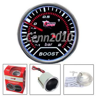 Universal 2 52mm Auto Bar Turbo Boost Vacuum Gauge Tint Lens Pointed