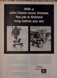 1970 John Deere Lawn Garden TRACTOR Snow Thrower Old Ad
