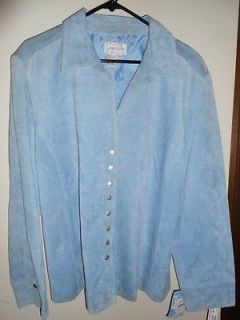 Live A Little Baby Blue Suede Leather Jacket 2X Perfect Condition