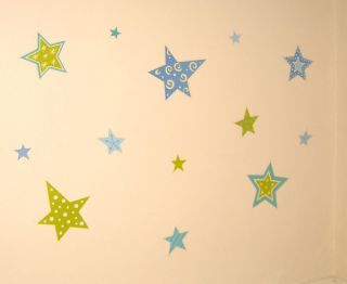 Playroom/Baby/Nursery/Boys/Kids Bedroom/Furniture BLUE/GREEN STAR Wall