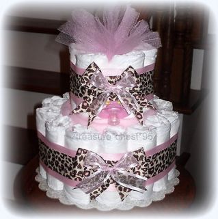 Pink Brown GIRAFFE Diaper Cake Baby Shower Centerpiece Girl Animal