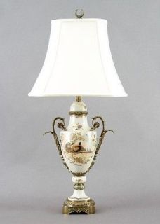 REPRODUCTION WOODLANDS PHEASANT PORCELAIN LAMP BRASS