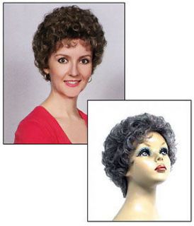 CRYSTAL WIG BROWN BLACK 70S WOMAN SHORT CURLS CURLY SMALL AFRO FRO
