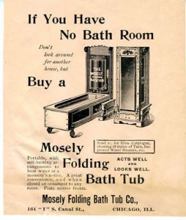 1900 Advertising Flier Mosely Folding Bath Tub Chicago