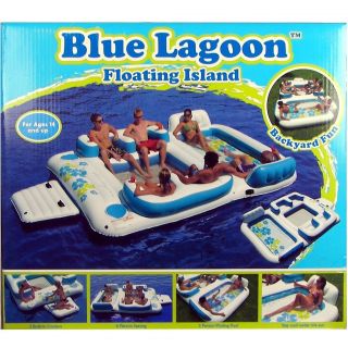 Sofina Blue Lagoon Floating Island Huge 6 Person Pool Float