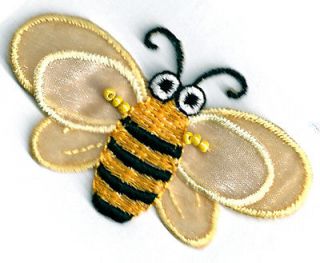 BUMBLE BEE   IRIDESCENT WINGS/BEADS (SMALL VERSION) IRON ON APPLIQUE