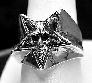 Baphomet hexagram Goat head Sterling silver 925 ring