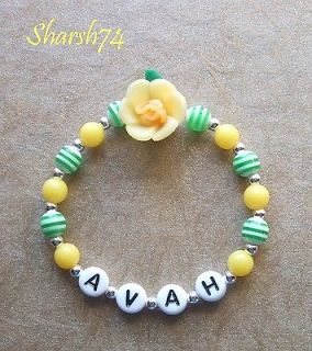 NeW Baby Child Girls Daffodil Flower Fimo Custom Name Bracelet Spring