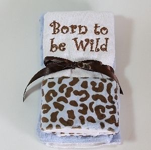 to be Wild 2 Set Blue Leopard Cotton Raised Minky Baby Burp Cloths