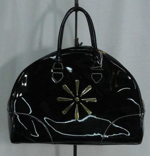 ISSAC MIZRAHI LIVE  Patent Leather Large Domed Satchel Black