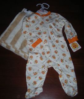 Baby Gear 2 piece Thanksgiving Gooble Footies Pajama & Blanket Set 6